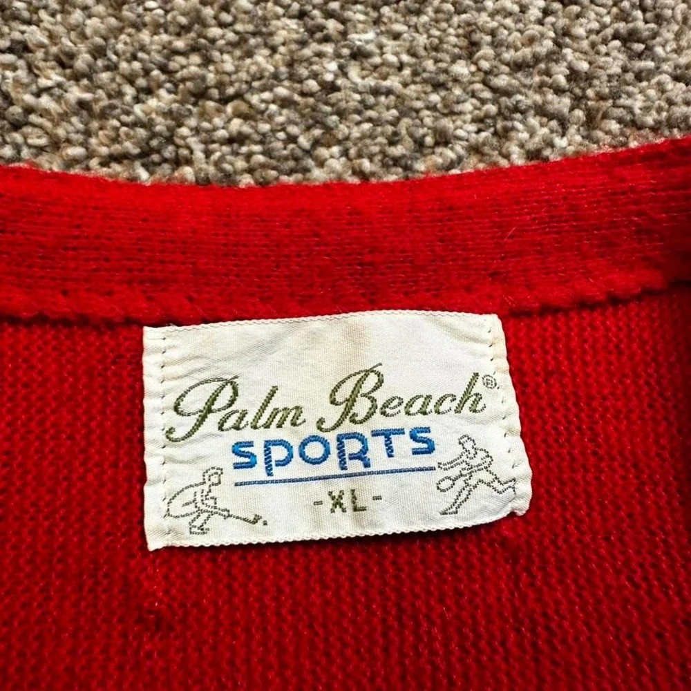 Vintage palm beach sports preppy academia cardigan tennis golf sweater‎ size XL